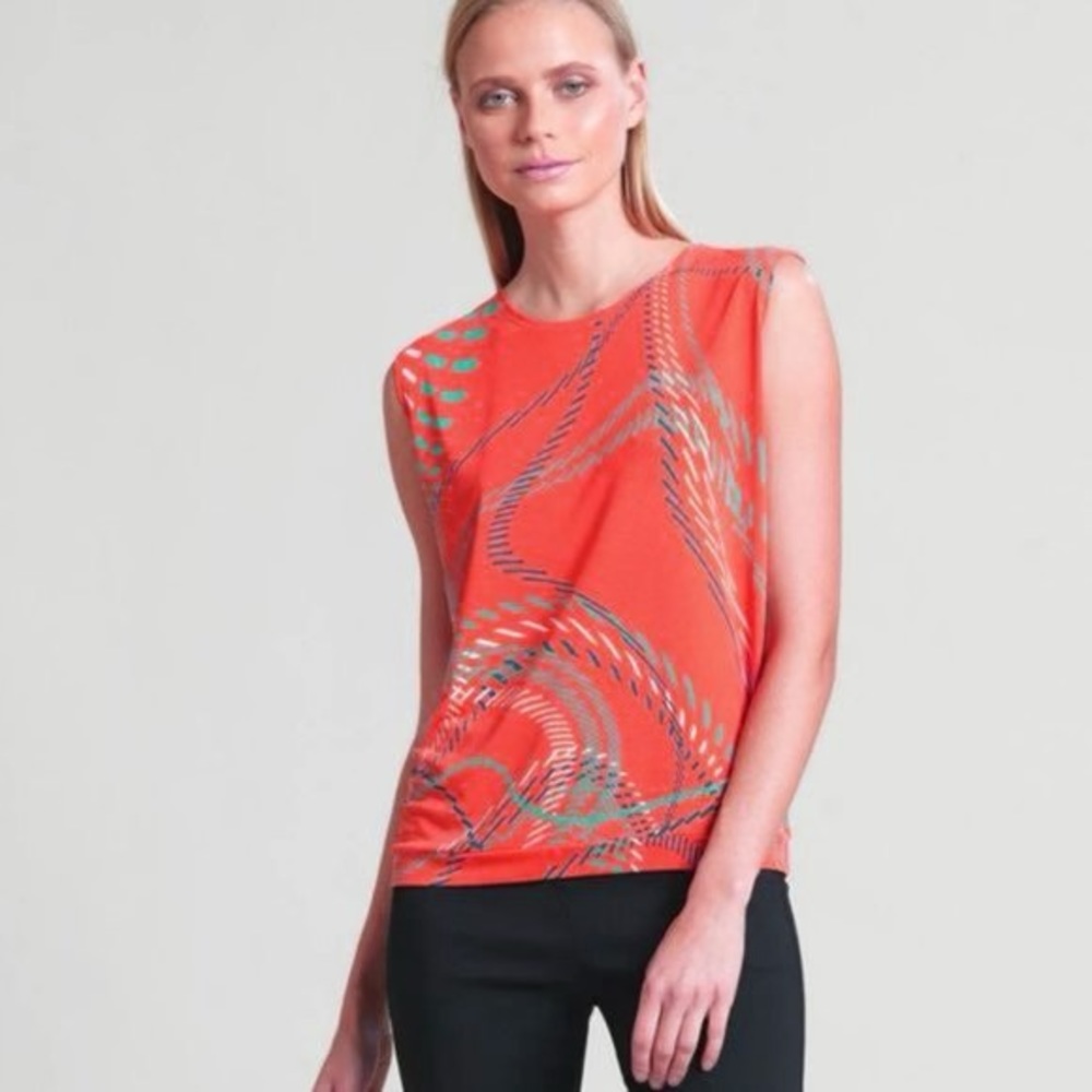 Clara Sun Woo Beautiful Dash Line Swirl Tank Top